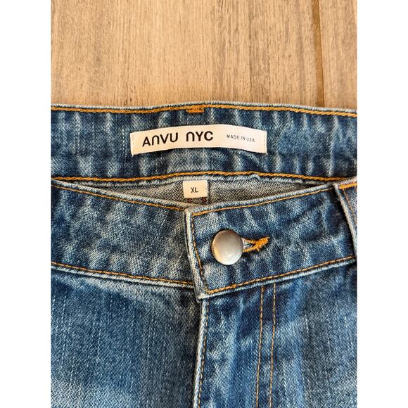 Anvu NYC High Rise Straight Relaxed Baggy Jeans Blue USA Made Womens Size XL - Picture 6 of 7